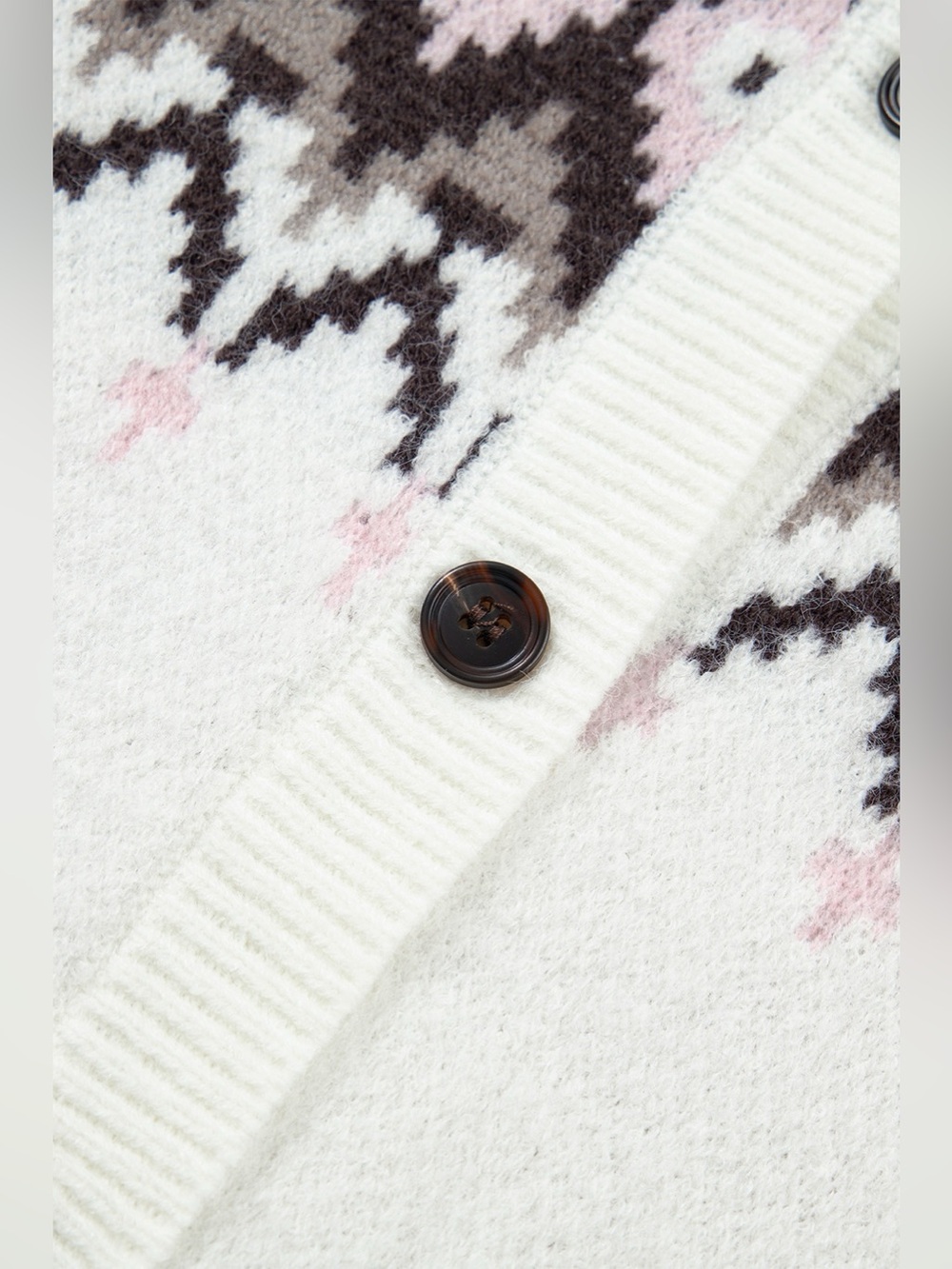 Geometric Pattern Brushed Knit Button Cardigan - Picture 11 of 14